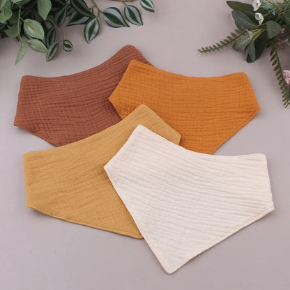 Bandana de bebé em algodão - kit triangular absorvente e ajustável