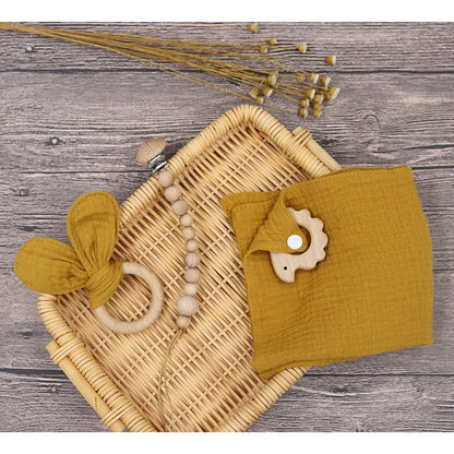 Conjunto de Presente - Mordedor, Toalha e Corrente para Chupeta