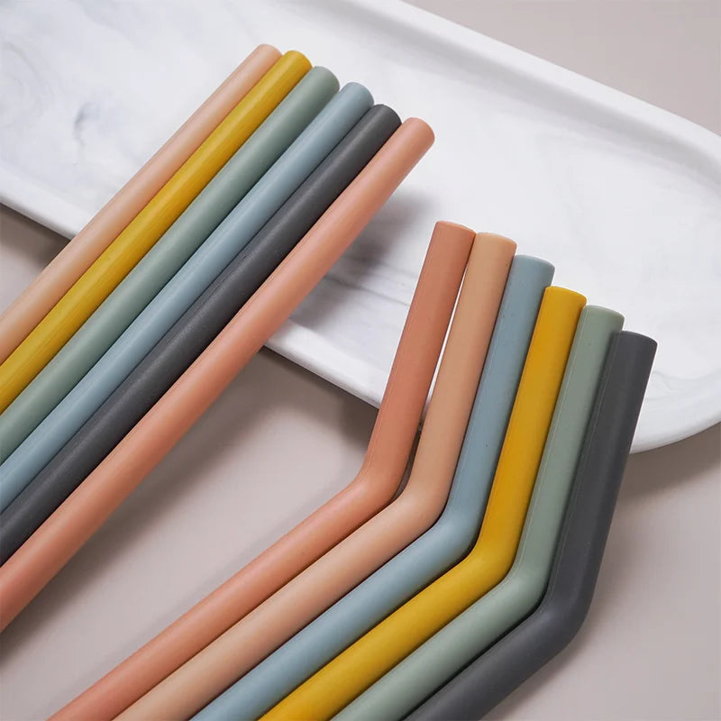Palhinhas Reutilizáveis em Silicone – Cores Suaves