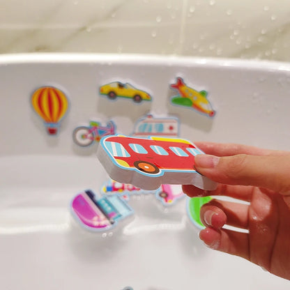 Conjunto Educativo de Brinquedos de Banho – Puzzle EVA Veículos