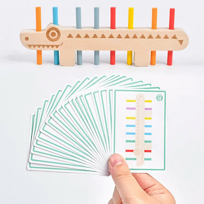 Crocodilo das Cores – Jogo de Equilíbrio e Lógica em Madeira