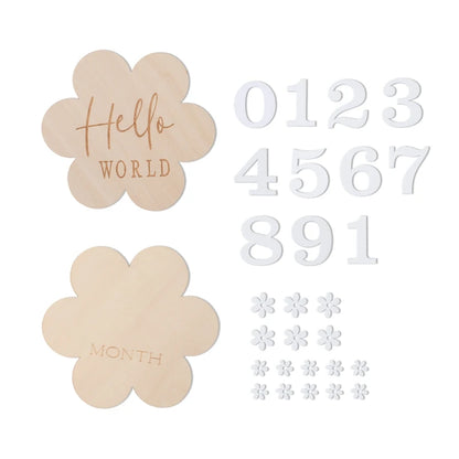 Placas de Mesversário em Madeira com Flores
