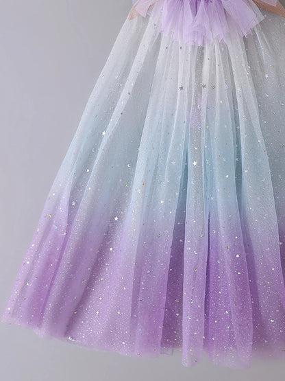 Capa arco-íris de tule com brilhos – fantasia mágica para meninas