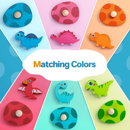 Quebra-cabeça em madeira – ovos de dinossauro | jogo Montessori de encaixe 3D