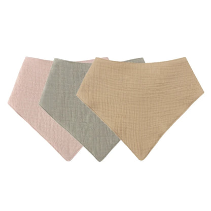 Bandana de bebé em algodão - kit triangular absorvente e ajustável