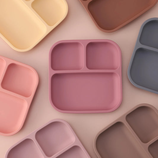 Prato Infantil em Silicone com 3 Divisórias, Antiderrapante e Seguro para Bebés