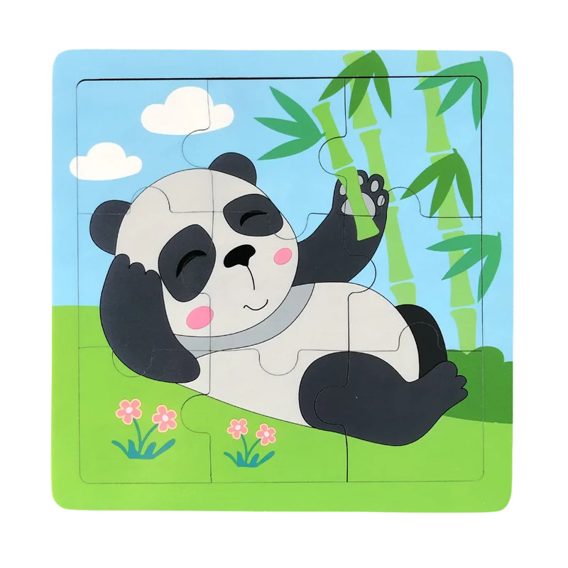 Puzzle de madeira 9 peças – Animais adoráveis para primeiras aprendizagens