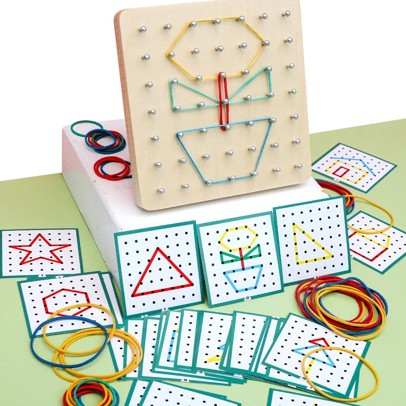 Wooden Geoboard Puzzle - Formas, padrões e criatividade sem limites