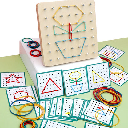 Wooden Geoboard Puzzle - Formas, padrões e criatividade sem limites