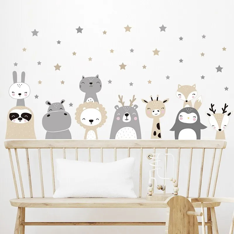 Stickers - Animais da floresta e estrelas
