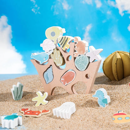 Jogo de empilhamento em madeira – Ocean Friends Montessori