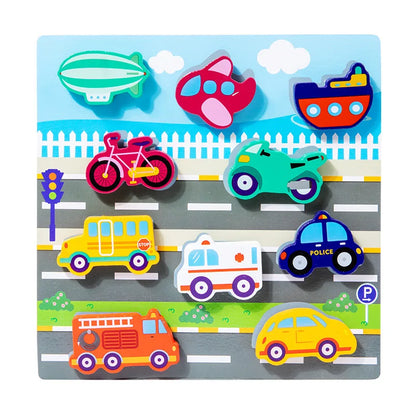 Quebra-cabeças 3D em madeira com velcro – Animais, frutas, meios de transporte e muito mais!