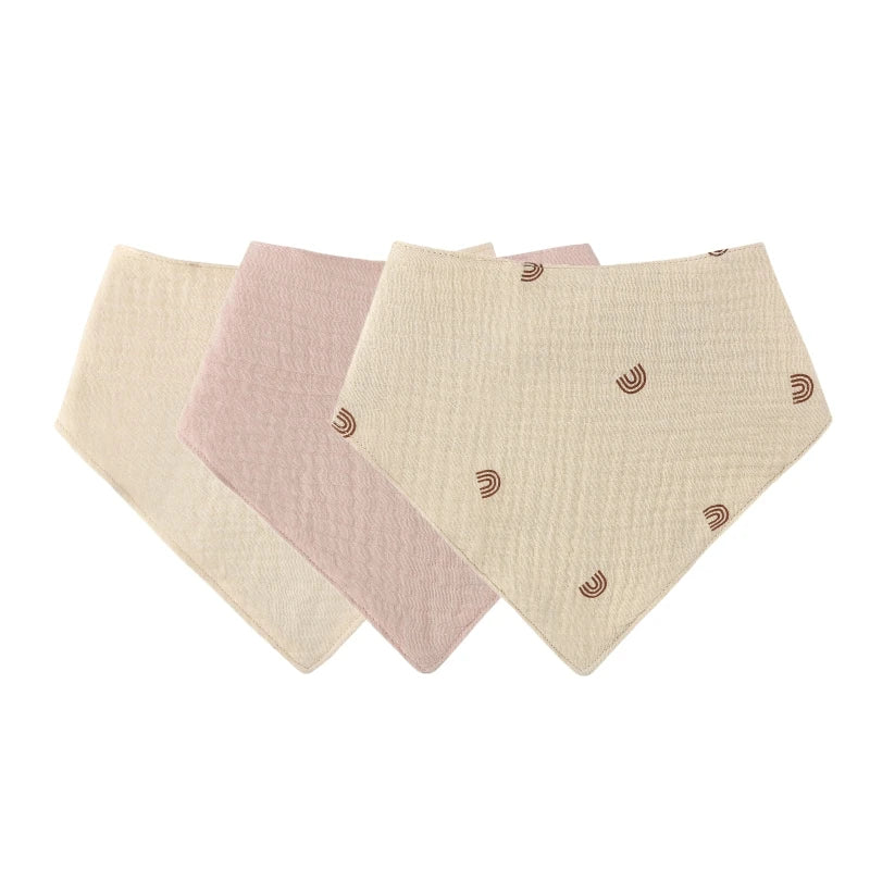 Bandana de bebé em algodão - kit triangular absorvente e ajustável