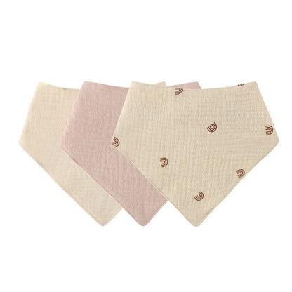 Bandana de bebé em algodão - kit triangular absorvente e ajustável