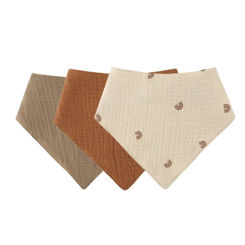 Bandana de bebé em algodão - kit triangular absorvente e ajustável