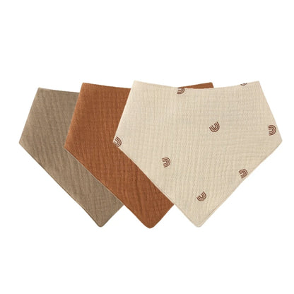 Bandana de bebé em algodão - kit triangular absorvente e ajustável