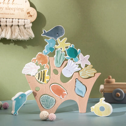 Jogo de empilhamento em madeira – Ocean Friends Montessori