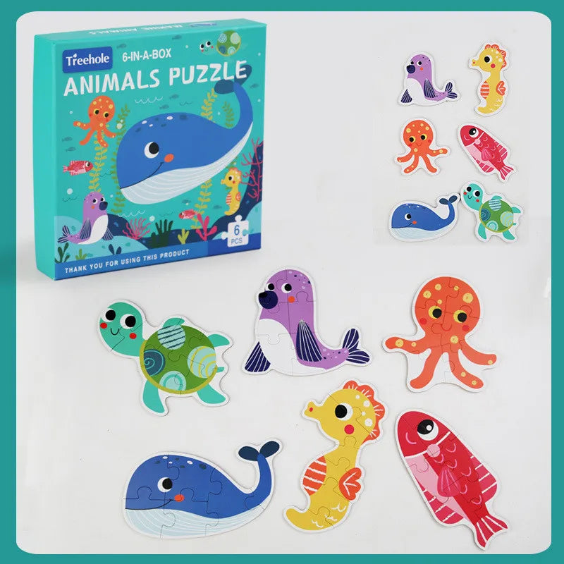 Ocean Puzzle – Conjunto 6-em-1 de quebra-cabeças