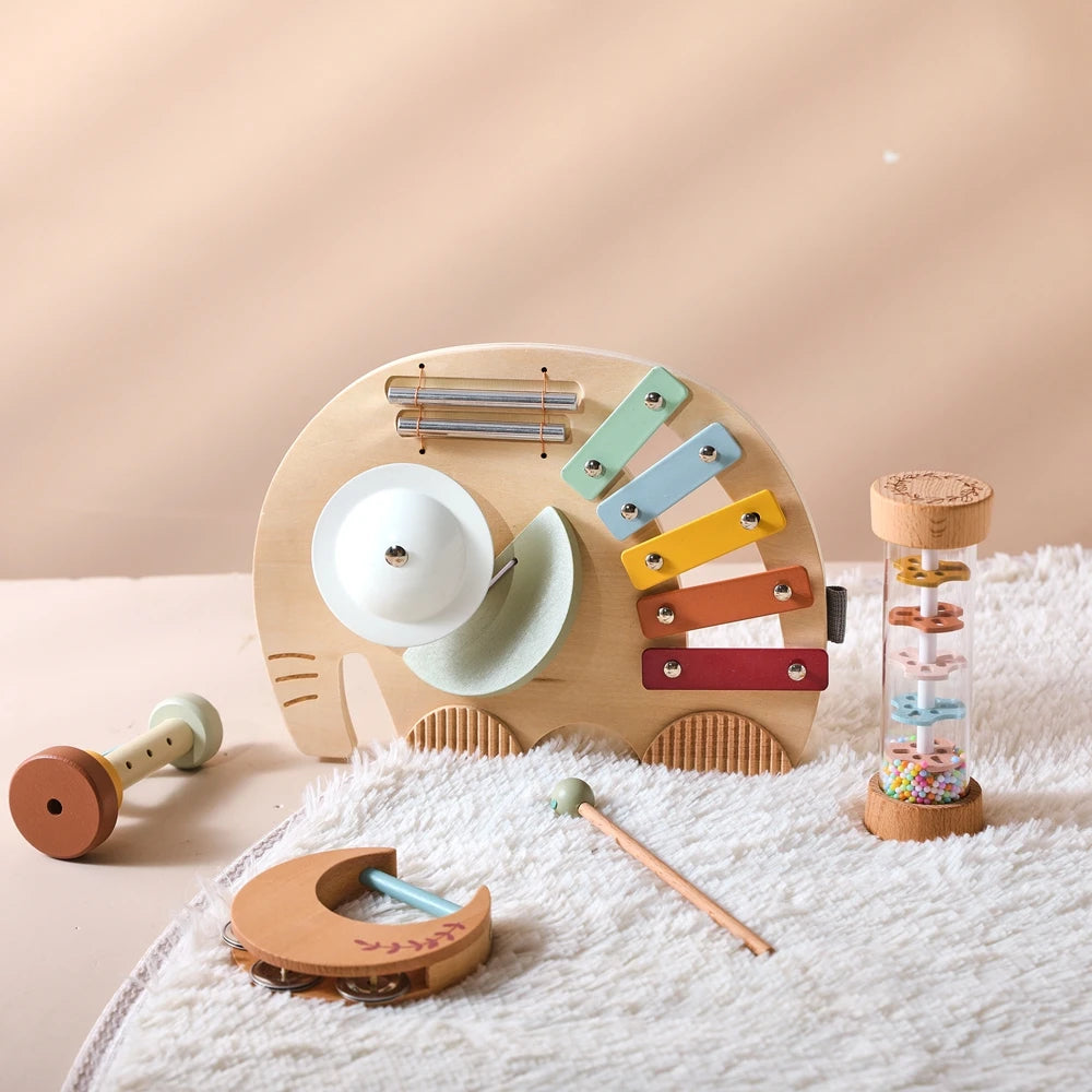 Instrumentos musicais em madeira - kit Montessori sensorial e educativo