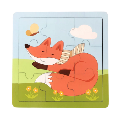 Puzzle de madeira 9 peças – Animais adoráveis para primeiras aprendizagens