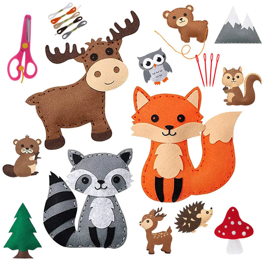 Kit de Costura em Feltro para Crianças, Animais da Floresta