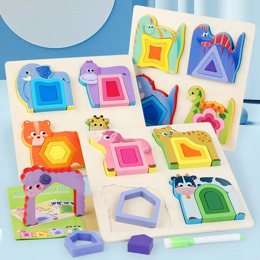 Puzzle de formas e animais – Encaixa, empilha e aprende com diversão!