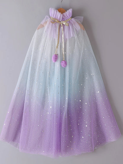 Capa arco-íris de tule com brilhos – fantasia mágica para meninas