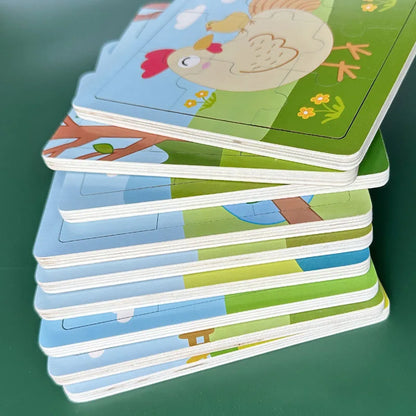 Puzzle de madeira 9 peças – Animais adoráveis para primeiras aprendizagens