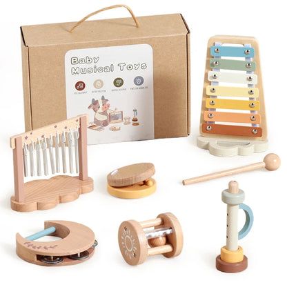 Conjunto musical Baby Cloud – instrumentos de madeira Montessori