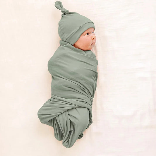 Conjunto recém-nascido (Swaddle c/ gorro ou fita e milestone)