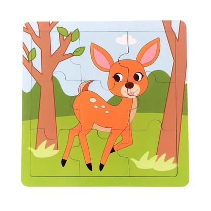 Puzzle de madeira 9 peças – Animais adoráveis para primeiras aprendizagens