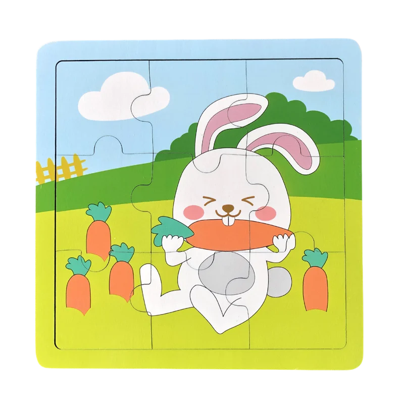 Puzzle de madeira 9 peças – Animais adoráveis para primeiras aprendizagens