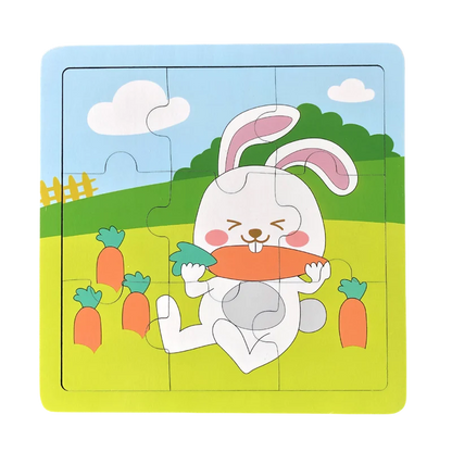 Puzzle de madeira 9 peças – Animais adoráveis para primeiras aprendizagens