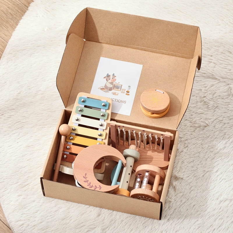 Conjunto musical Baby Cloud – instrumentos de madeira Montessori