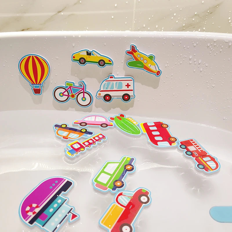 Conjunto Educativo de Brinquedos de Banho – Puzzle EVA Veículos