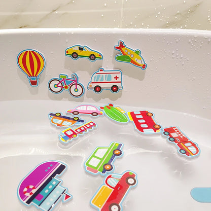 Conjunto Educativo de Brinquedos de Banho – Puzzle EVA Veículos