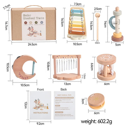 Conjunto musical Baby Cloud – instrumentos de madeira Montessori