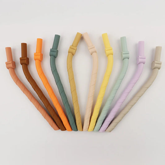 Palhinhas Flexíveis de Silicone Alimentar com Clipe de Urso