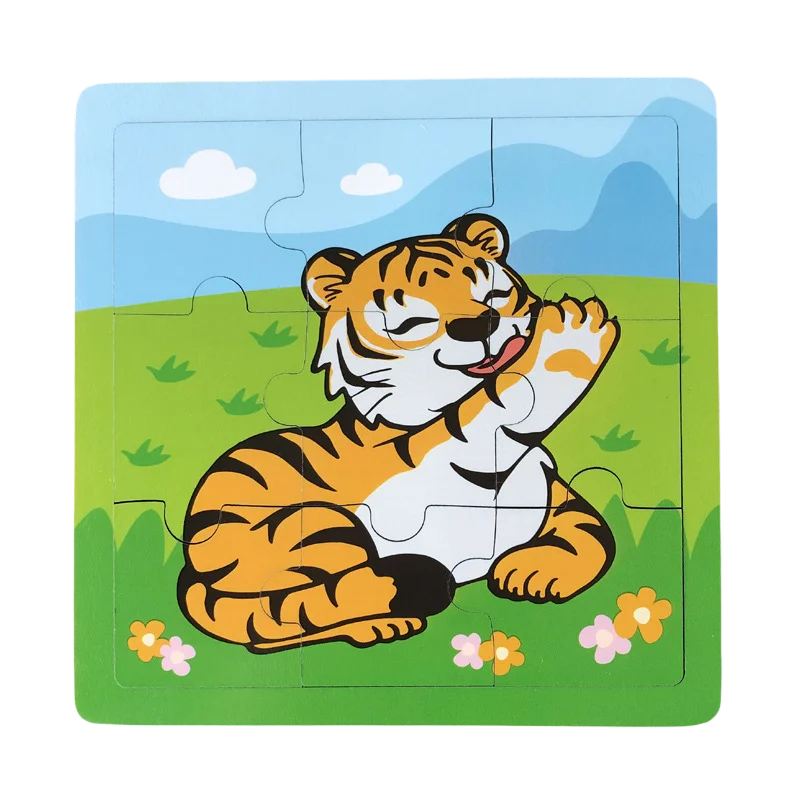 Puzzle de madeira 9 peças – Animais adoráveis para primeiras aprendizagens