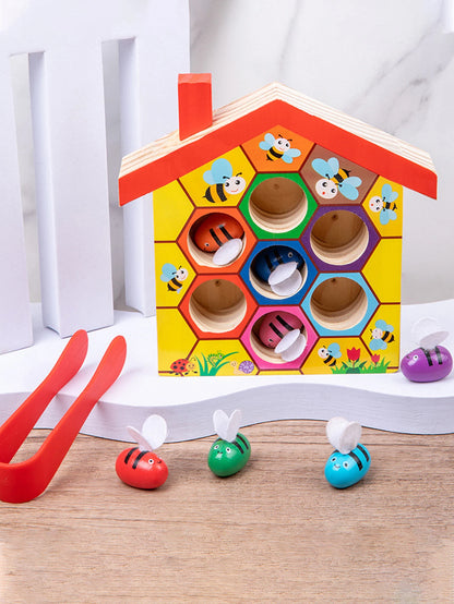 Bee Hive Match Game - Jogo de correspondência de cores em madeira