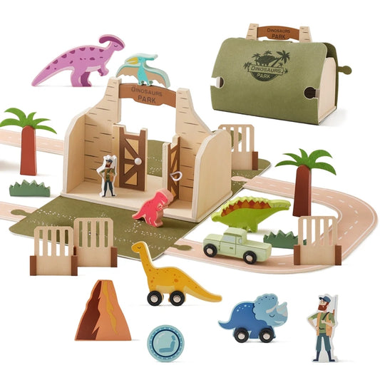 DinoLand Adventure - Um cenário educativo em madeira
