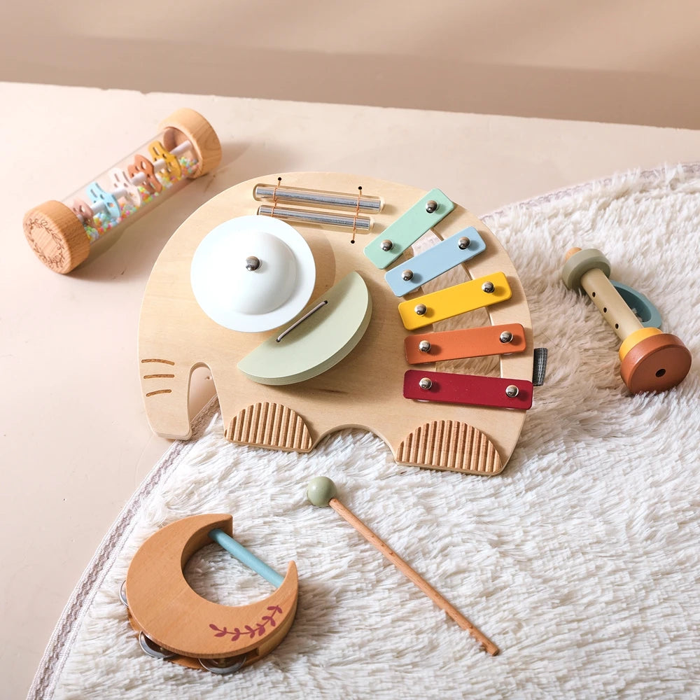 Instrumentos musicais em madeira - kit Montessori sensorial e educativo