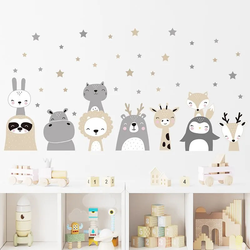 Stickers - Animais da floresta e estrelas