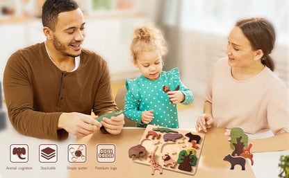 Quebra-cabeças em madeira – animais e espaço | brinquedo educativo Montessori