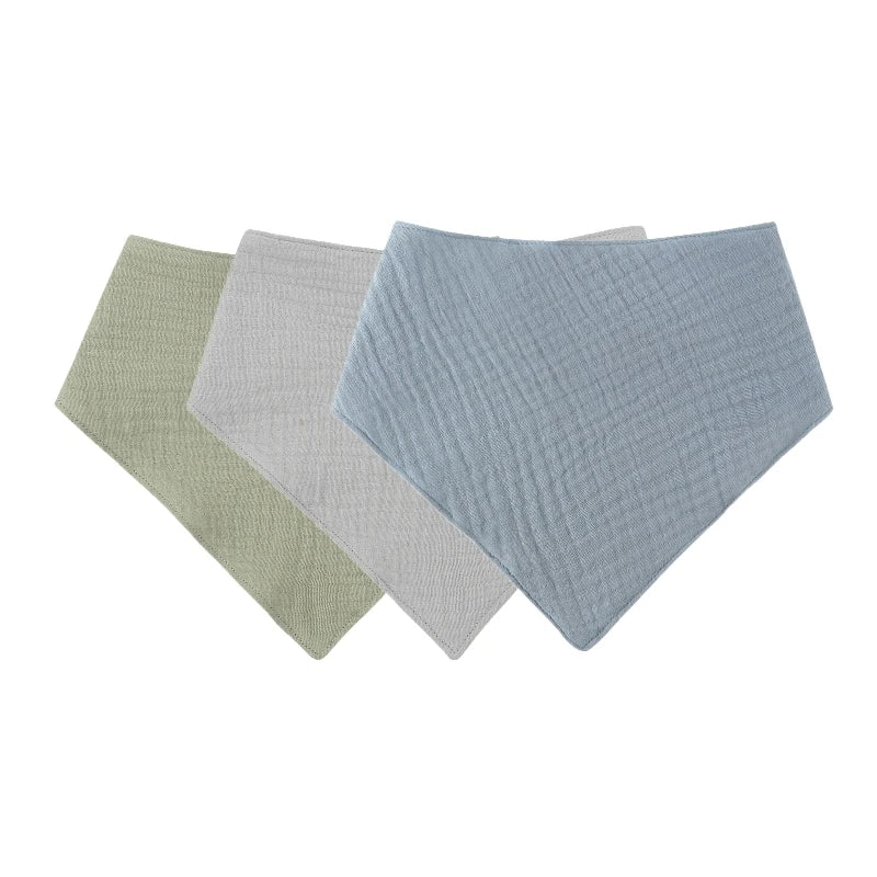 Bandana de bebé em algodão - kit triangular absorvente e ajustável