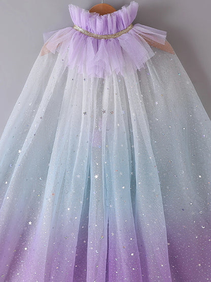 Capa arco-íris de tule com brilhos – fantasia mágica para meninas