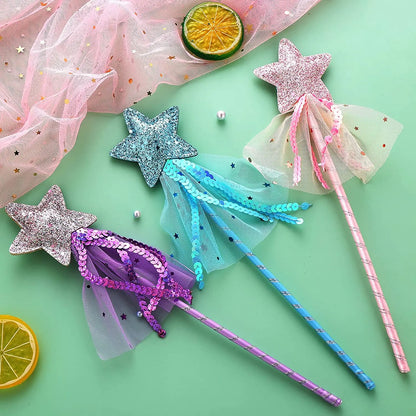 Varinha mágica com estrela brilhante – Acessório encantador para festas e brincadeiras