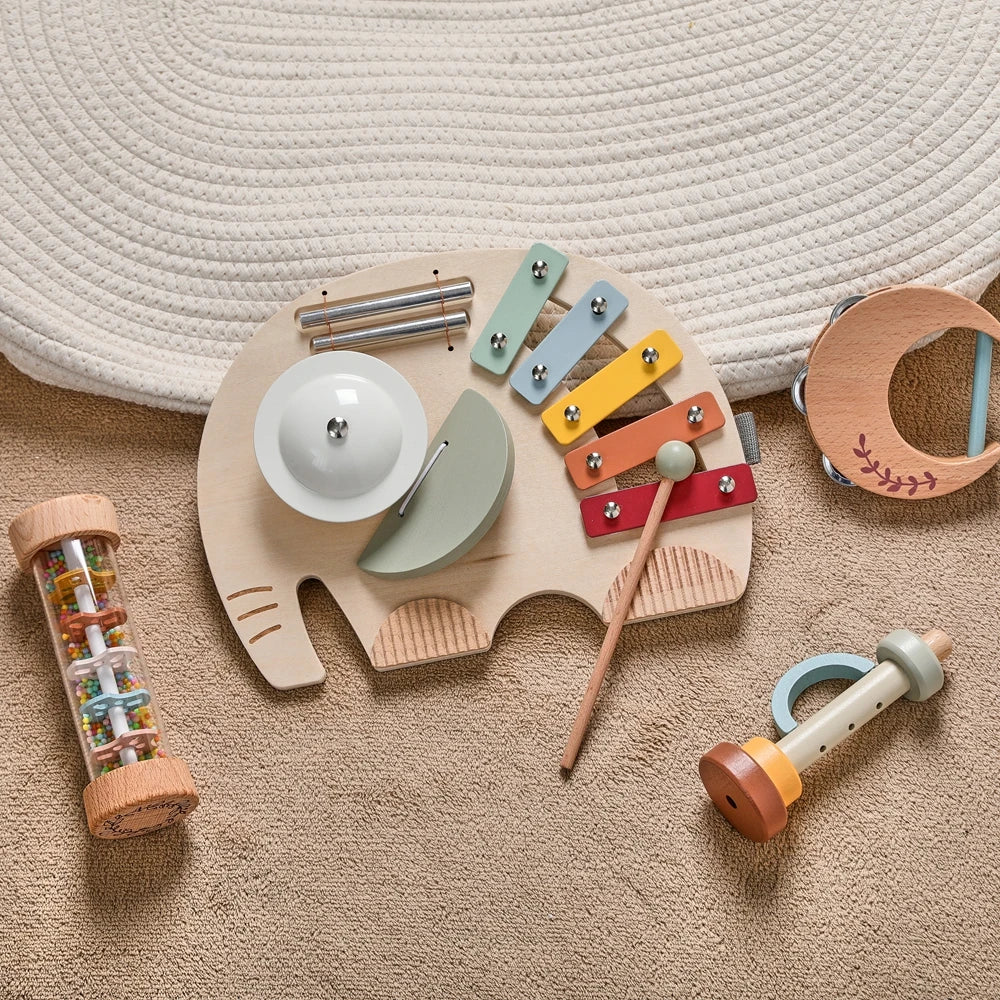 Instrumentos musicais em madeira - kit Montessori sensorial e educativo