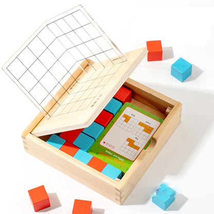Jogo Educativo de Cubos com Cartas e Grelha 3D, Pensamento Lógico