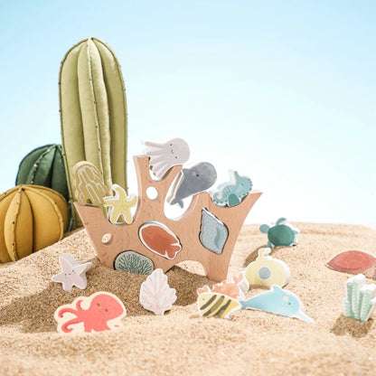 Jogo de empilhamento em madeira – Ocean Friends Montessori